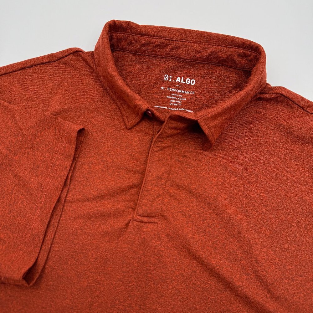 01.Algo Men’s XL Burnt Orange Golf Polo UV SPF40 Moisture Wicking Performance